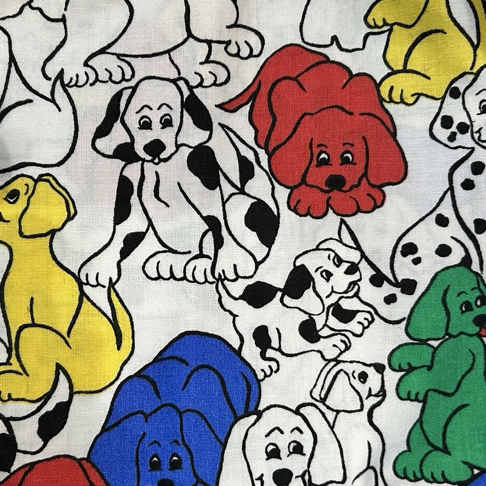 Princess Fabrics Cotton Fabric Remnants Multicolored Dogs Vintage 44"x 18"